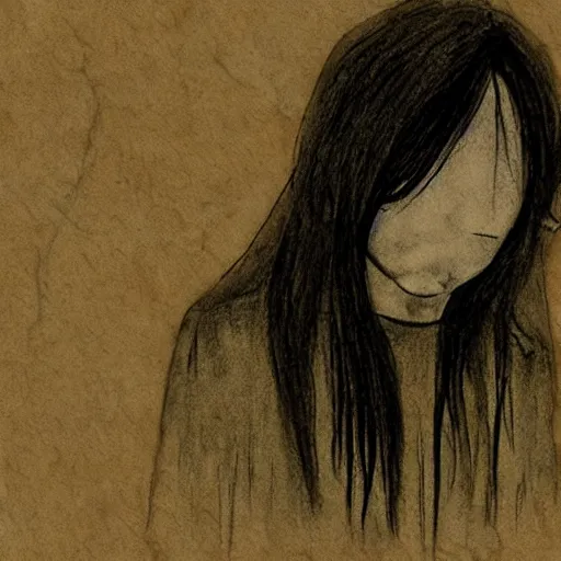 Image similar to grunge drawing of something in the style of the grudge | horror themed