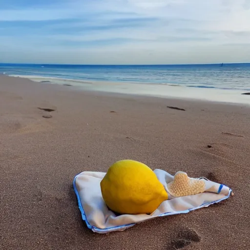 Image similar to lemon relaxing on the beach