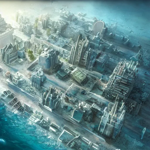 Prompt: A photo of a real-life underwater city , Studio Lighting, High Detail, 4K, Title-Shift, Hyperrealism