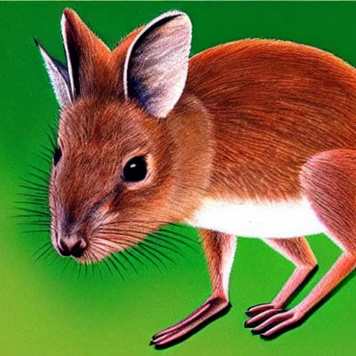 Image similar to a scientific drawing of a wild kangaroo / muskrat found in the wild