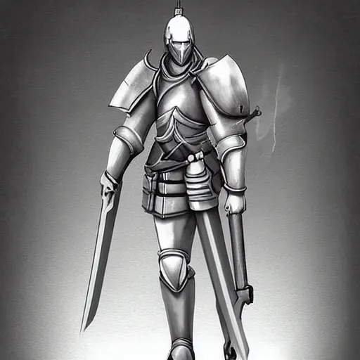 Image similar to digital painting, shading, overwatch style, medieval knight with large claymore