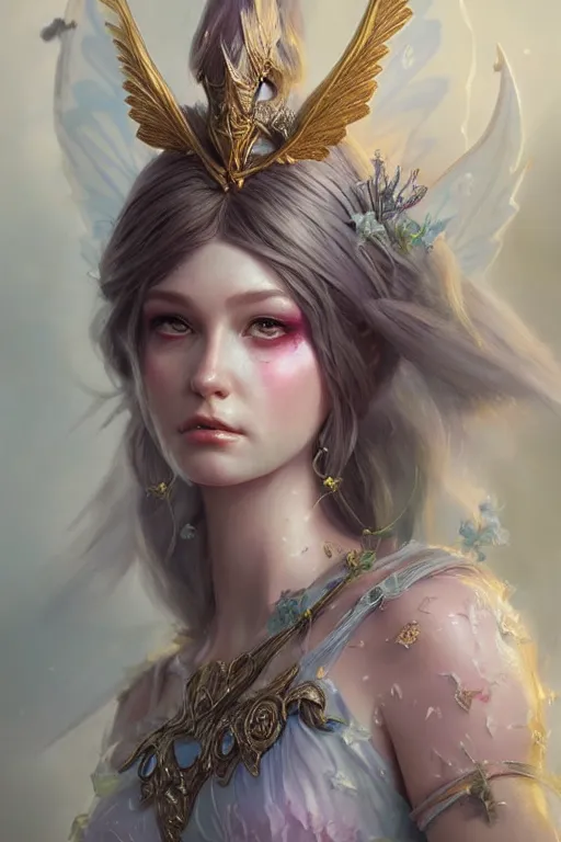 Image similar to fairy princess, highly detailed, d & d, fantasy, highly detailed, digital painting, trending on artstation, concept art, sharp focus, illustration, art by artgerm and greg rutkowski and magali villeneuve