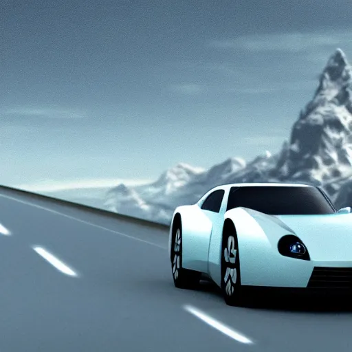 Image similar to big budget cinematic film still of a yeti driving a sports car