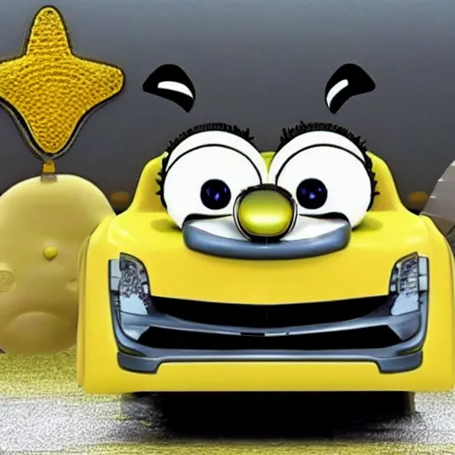 Prompt: sponge Bob in Mercedes-Benz s500 w220