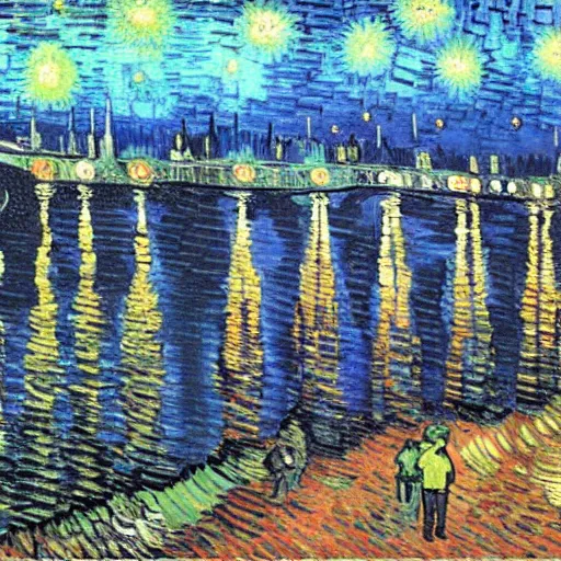 Image similar to painting of seattle by van gogh