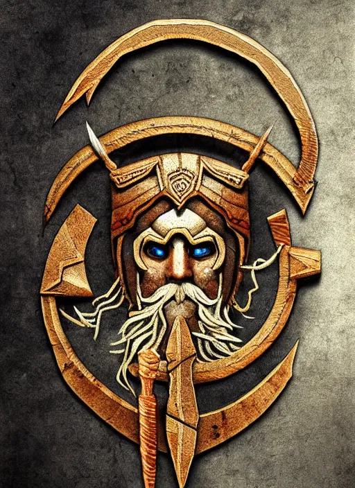 Image similar to ancient slavic warrior thunder god highly detailed concept art, slavic folklore embroidery symbols, maxim sukharev