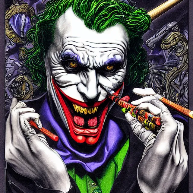Image similar to the joker playing pool, by ernst haeckel, artgerm, james jean