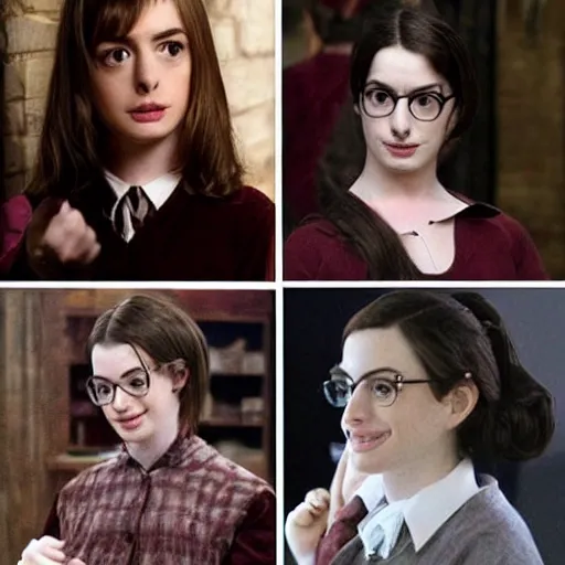 Prompt: anne hathaway as a harry potter character