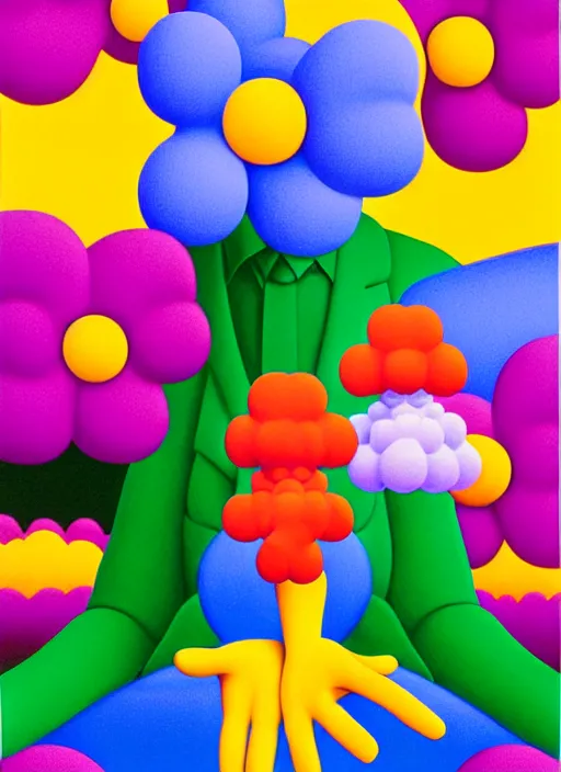 Image similar to flower men by shusei nagaoka, kaws, david rudnick, airbrush on canvas, pastell colours, cell shaded, 8 k