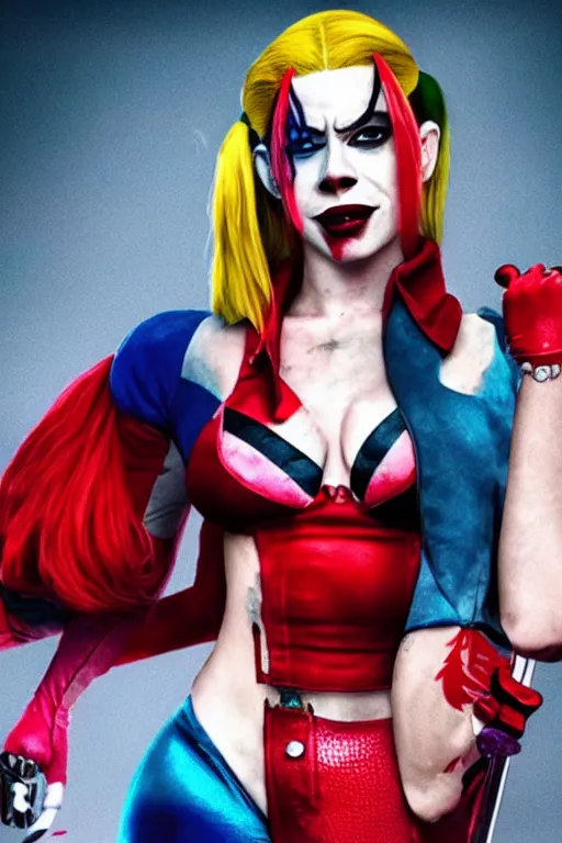 Prompt: film still of iggy azaela as Harley Quinn in Joker 2, full-shot, 4k