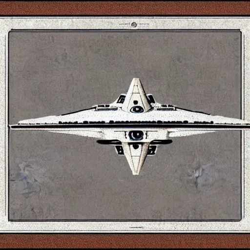 Image similar to design, symmetry, starship enterprise from star trek, borders, lines, decorations, muted colors, by jean - baptiste monge