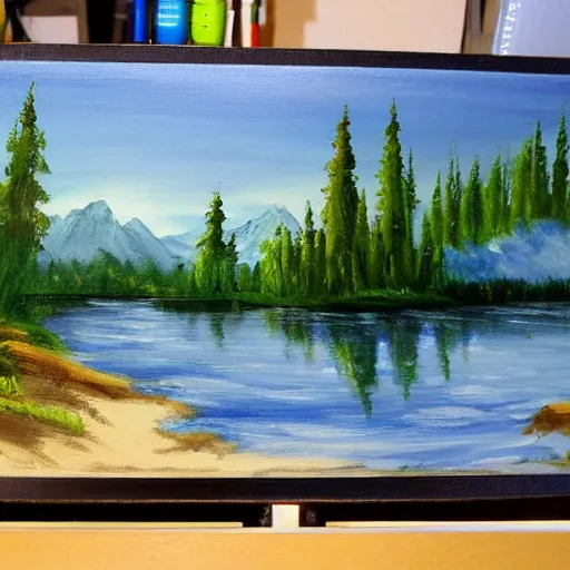 Image similar to gpu painting with bob ross