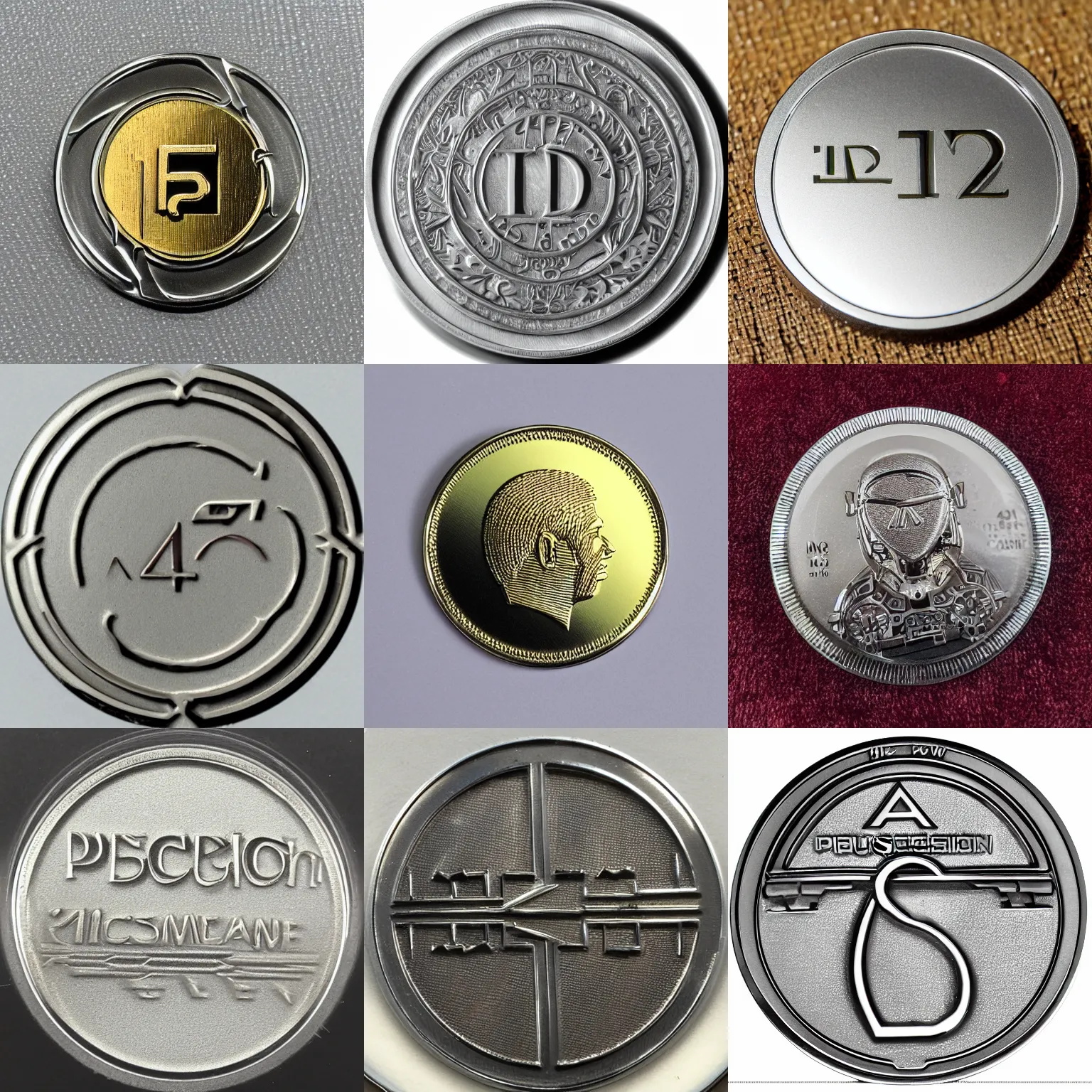 Prompt: a precision designed metal token, highly detailed, 4k quality photo