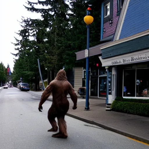 Image similar to bigfoot walking down the street in downtown Bremerton Washington