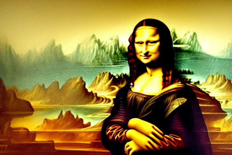 Image similar to mona lisa, fantasy, painting, ultra realistic!!!, clear weather, golden hour, sharp focus