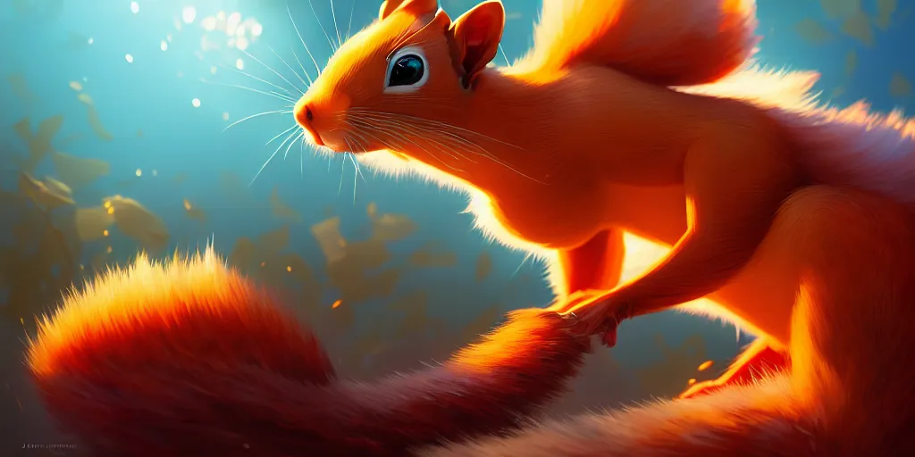 Image similar to hyper detailed ultra sharp of crazy squirrels. behance hd by jesper ejsing, by rhads, makoto shinkai and lois van baarle, ilya kuvshinov, rossdraws radiating a glowing aura global illumination ray tracing hdr, 8 k