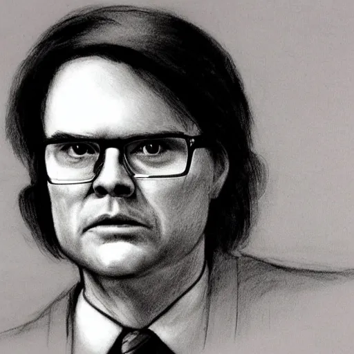 Prompt: police sketch of dwight k. schrute