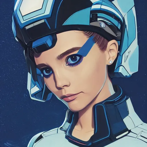 Image similar to a portrait of a stunning beautiful elite elizabeth olsen gundam pilot, with an intricate, detailed, urban inspired hiphop afro futuristic helmet, vector behance hd jesper ejsing, rhads, makoto shinkai, lois van baarle, ilya kuvshinov, rossdraws, hd, 3 2 k, ilya kuvshinov, gustav klimt