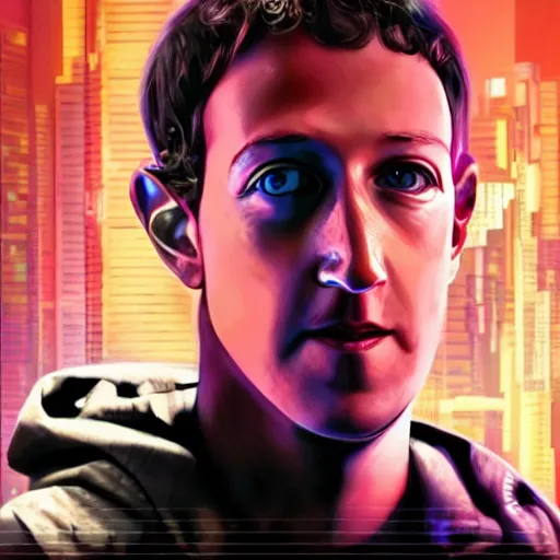 Image similar to cyberpunk mark zuckerberg