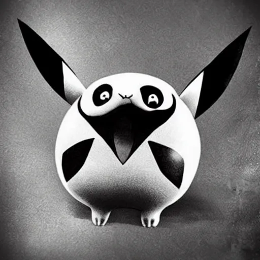 Image similar to a photorealistic render of pikachu as a character from a tim burton movie. Gothic. Detailed.