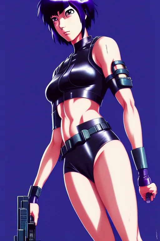 Image similar to a fullbody portrait of motoko kusanagi the major ghost in the shell : : stand alone complex, under repairs, maintenance : : by ilya kuvshinov, rossdraws, artgerm, sola digital arts, anti aliasing, raytracing : :