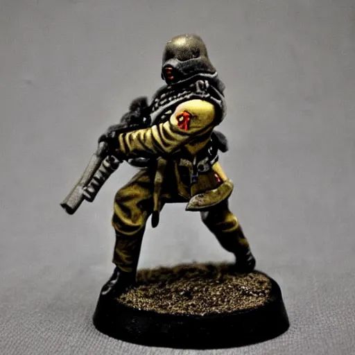 Image similar to an ecstatic Death Korps of Kreig soldier wearing grey