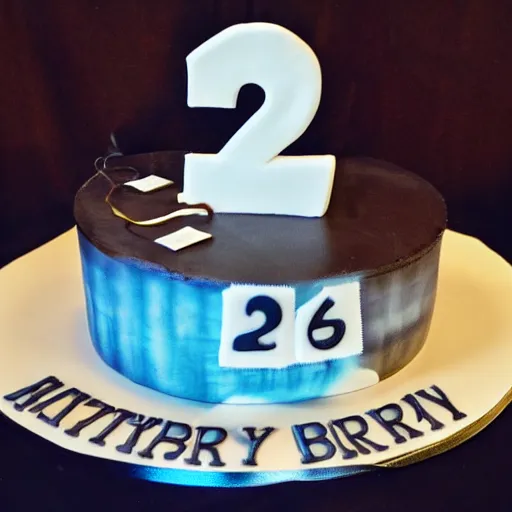 Image similar to the most epic, cinematic, detailed cake, with the number 25 on it