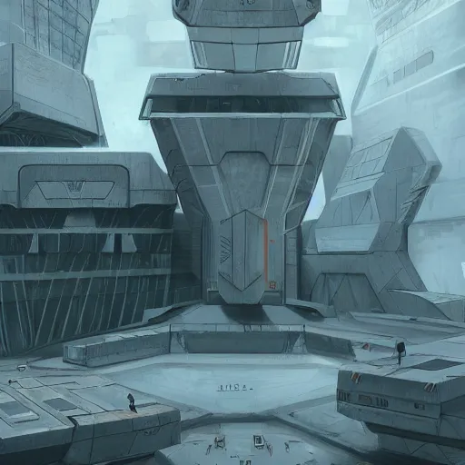 Image similar to brutalist base scifi, concept art, high details