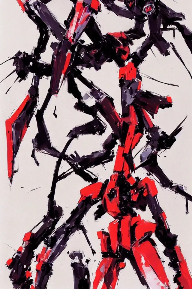 Prompt: Neon genesis Evangelion , Unit 01 by Ashley Wood, character design, concept art