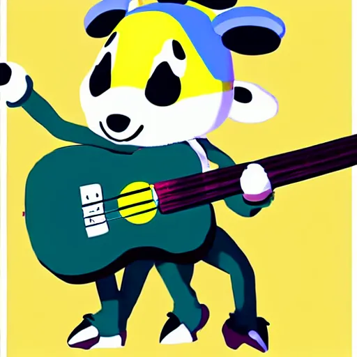 Image similar to k. k slider, animal crossing, playing guitar at a concert, fan art, concept art