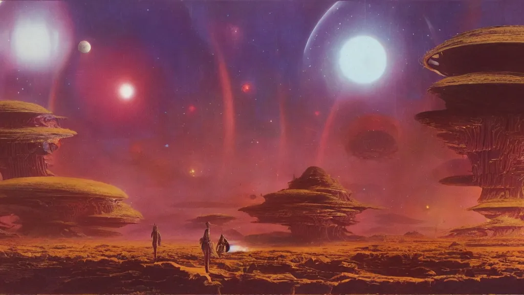 Image similar to otherworldly atmospherics of an alien planet by arthur haas and bruce pennington and paul lehr, cinematic matte painting