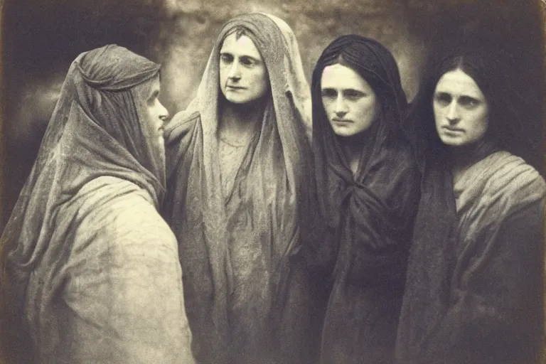 Image similar to three young women at the sepulchre, julia margaret cameron