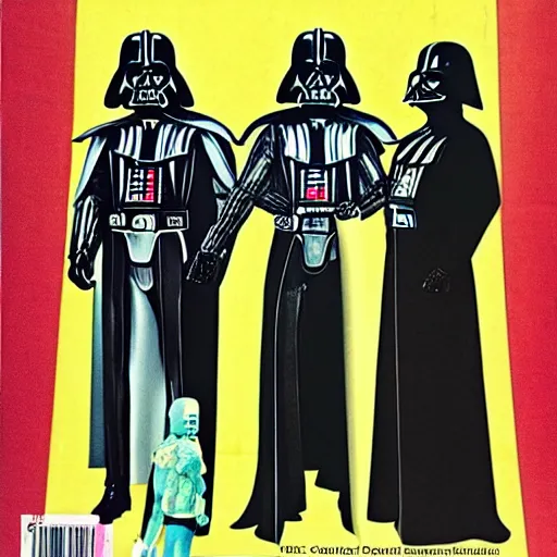 Image similar to Darth Vader 70's fashion magazine