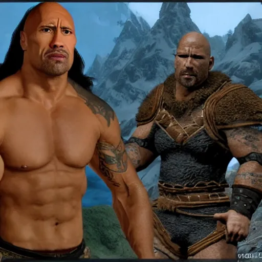 Prompt: Dwayne The Rock Johnson Skyrim mod