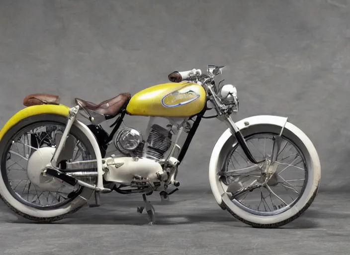 Prompt: classic vintage 1 9 5 0 s 1 9 6 0 s motorcycle, designed by dieter rams and chris foss and syd mead