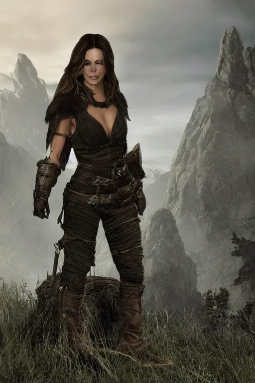 Image similar to realistic photo of Kate Beckinsale as a character in Skyrim,