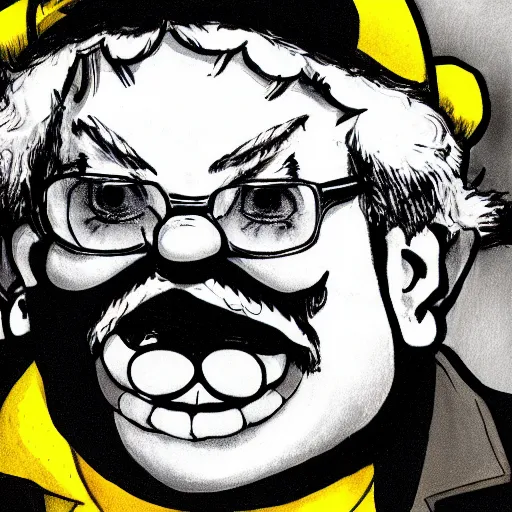 Image similar to wario in style of ralph steadman