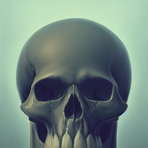 Image similar to A profile of a symmetrical skull Simon Stalenhag, Trending on Artstation, 8K