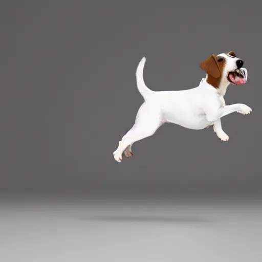 Prompt: a parson russell terrier jumping onto furniture, children's illustration