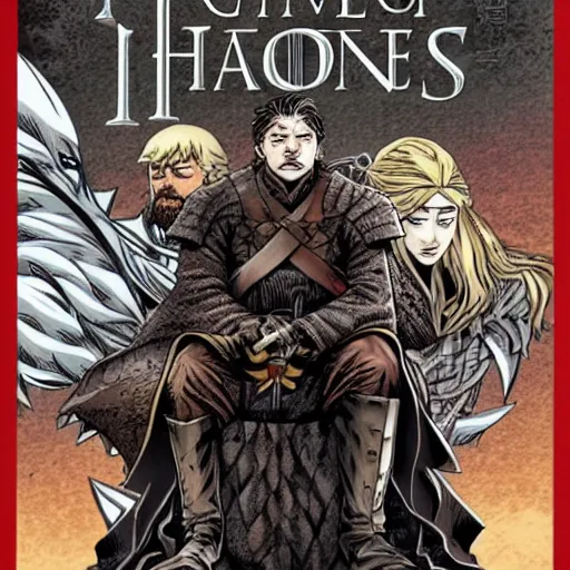 Prompt: games of thrones manga cover by todd mcfarlane