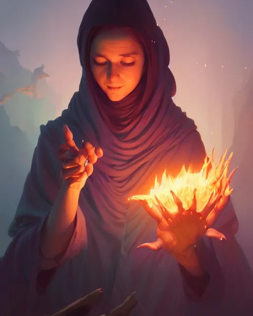 Image similar to highly detailed vfx portrait of a mage casting a wood spell, unreal engine, greg rutkowski, loish, rhads, beeple, makoto shinkai and lois van baarle, ilya kuvshinov, rossdraws, tom bagshaw, alphonse mucha, global illumination, detailed and intricate environment