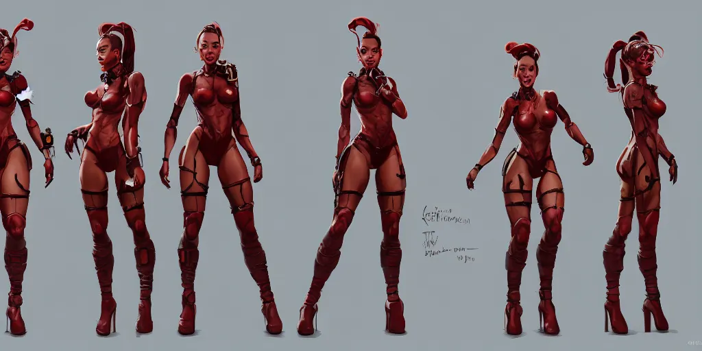 Image similar to cammy, character sheet, concept design, contrast, hot toys, kim jung gi, greg rutkowski, zabrocki, karlkka, jayison devadas, trending on artstation, 8 k, ultra wide angle, pincushion lens effect