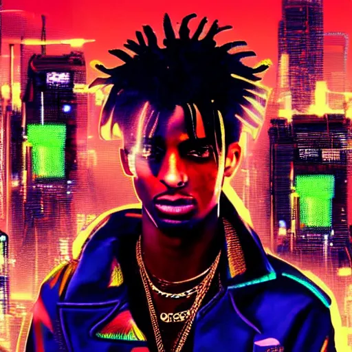 Image similar to playboi carti in cyberpunk style digital art 4 k the detailed super realistic