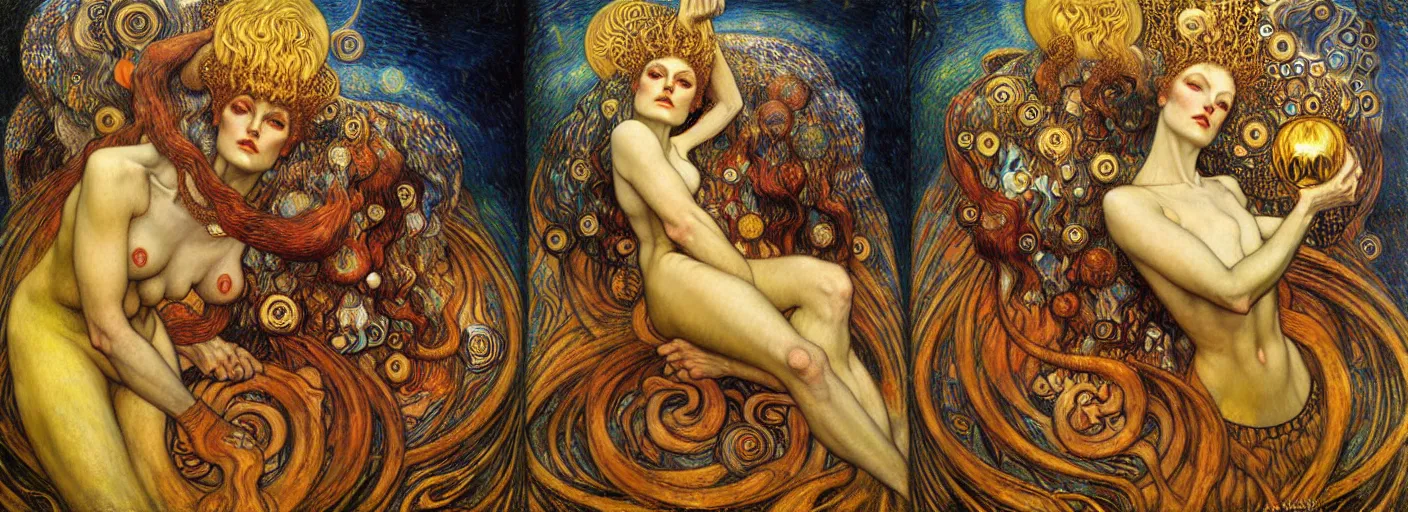 Image similar to Divine Chaos Engine by Karol Bak, Jean Delville, William Blake, Gustav Klimt, and Vincent Van Gogh, symbolist, visionary