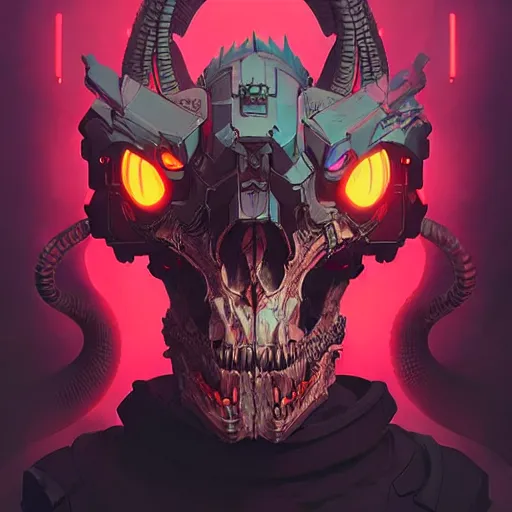 Prompt: a cyberpunk dragon skull, by guweiz and wlop and ilya kuvshinov and artgerm and josan gonzalez, digital art