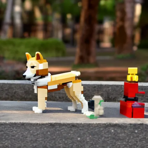 Image similar to shiba inu dog as a lego set, soft lighting