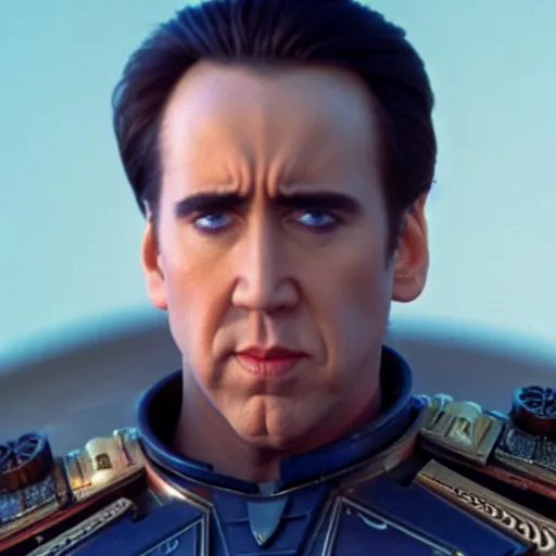 Prompt: Nicholas Cage in Dune, blue eyes, cinematic, IMAX