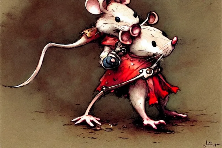 Image similar to adventurer ( ( ( ( ( anthropomorphic fantasy mouse knight. muted colors. ) ) ) ) ) by jean baptiste monge!!!!!!!!!!!!!!!!!!!!!!!!! chrome red