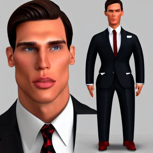 Prompt: muscular chad gigachad handsome jerma 9 8 5 with thick brunette hair, jerma 9 8 5 as a chad with thick brunette hair, strong jawline, good posture, and wearing a suit, realistic, hyperrealistic, 8 k resolution, highly detailed, very detailed, hd quality, intricate details, trending on artstation
