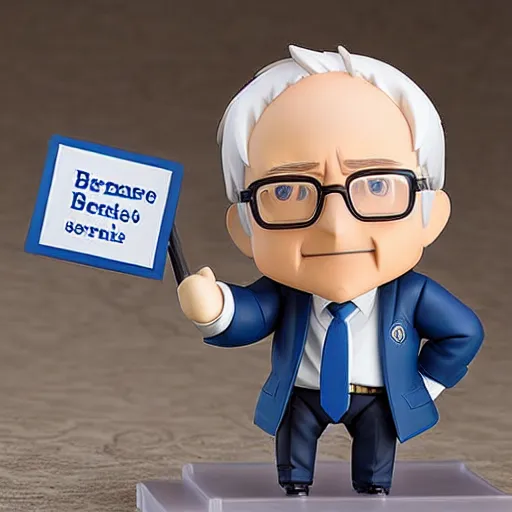 Image similar to an anime nendoroid figurine of Bernie Sanders, fantasy, figurine, product photo